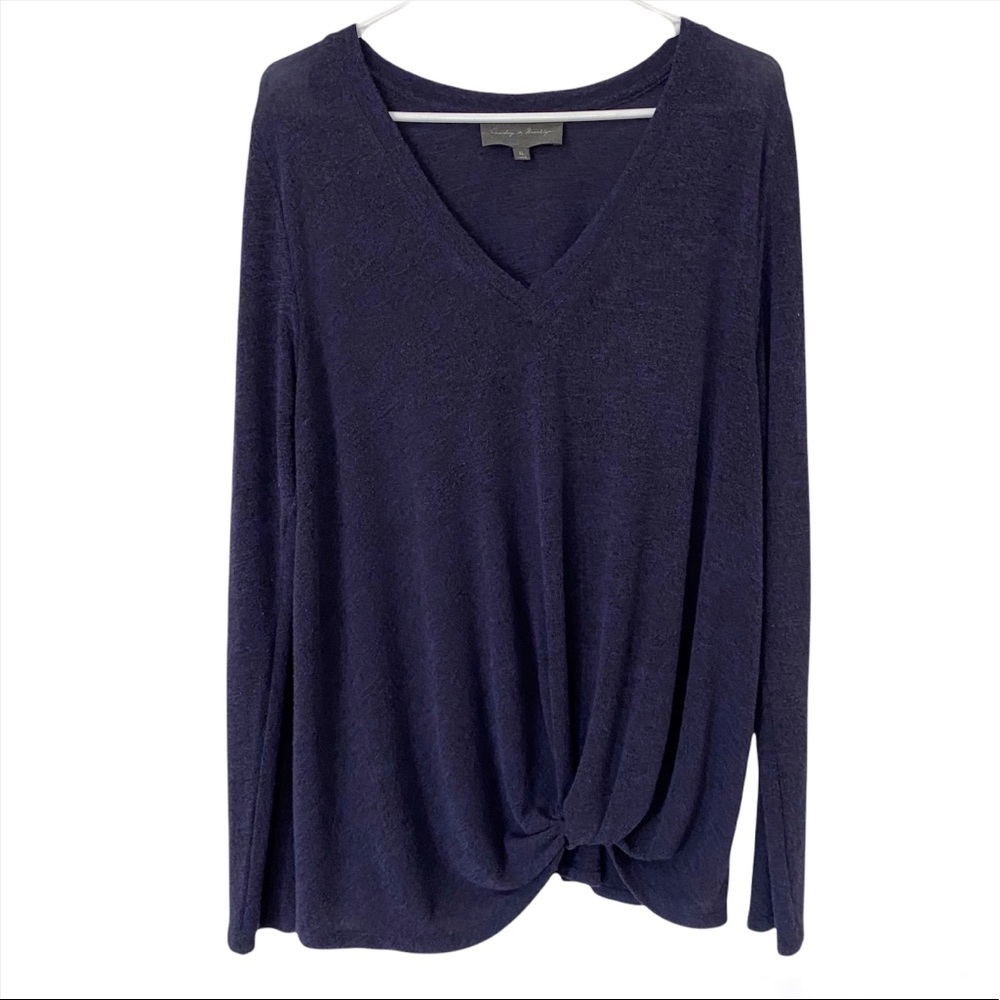Anthropologie Sunday in Brooklyn V-Neck Twist-Front Long Sleeve Top XL
